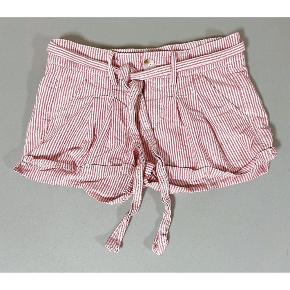 Pink White Striped Belted Cuffed Chino Shorts Bottoms Size XS💘 #bottoms #shorts